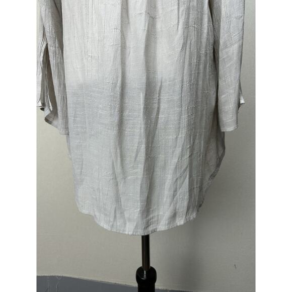 Alex Women’s 1X Tunic Top Sheer Lace Yoke Tan/taupe Boho Beach Lagenlook - Picture 9 of 16